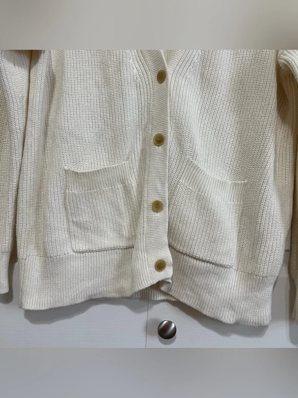 J. Crew Button-Front V-Neck Knit Cardigan Sweater Cotton/Cashmere Ivory Size XS